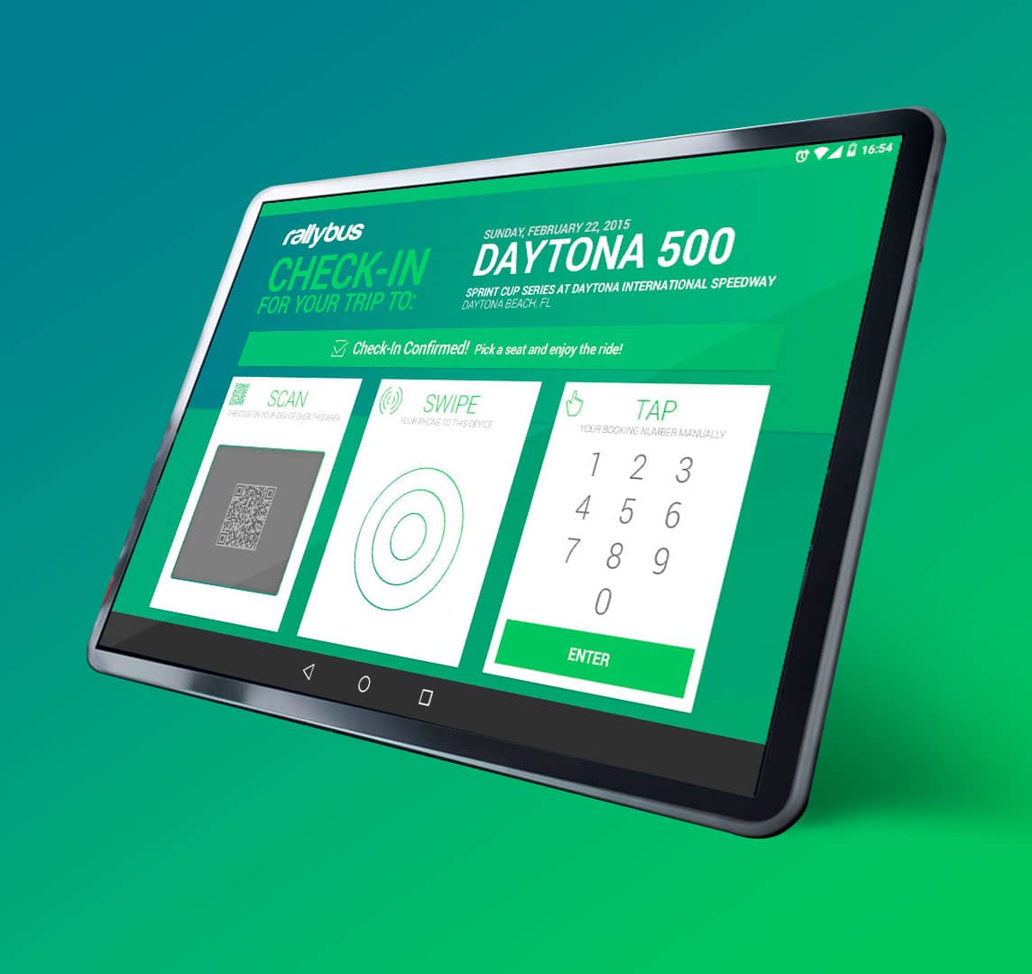 Tablet with rallybus app loaded